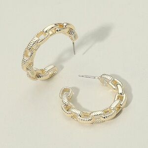 14K Gold Plated Chain Link Hoop Earrings